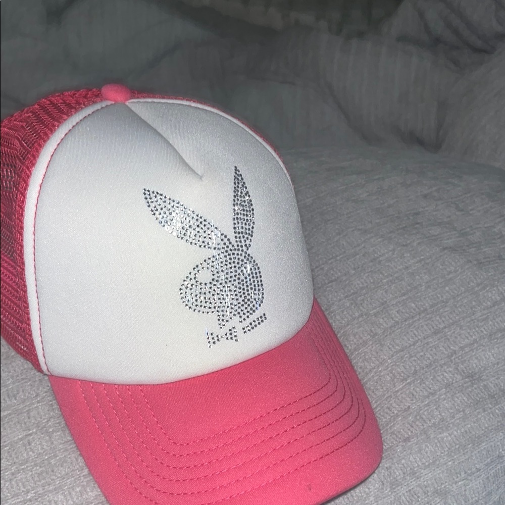 Playboy Pink and White Trucker Hat